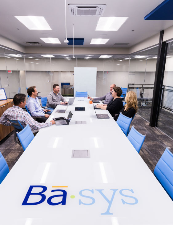 Basys conference table with meeting in progress